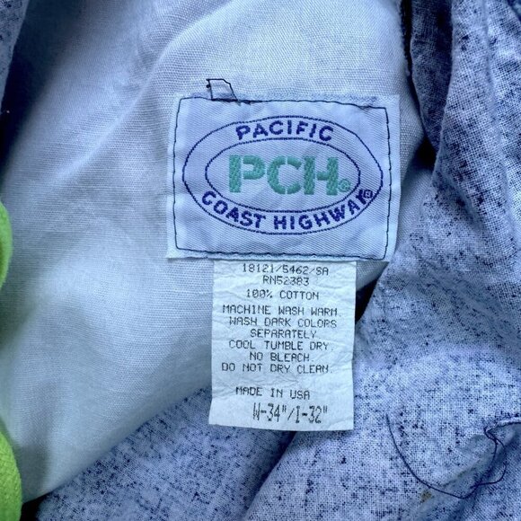 Vintage PCH Pacific Coast Highway 80s Retro Beach Pants Blue Purple M 34 - Picture 5 of 7